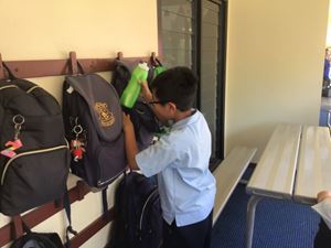 Putting our belongings into our bags