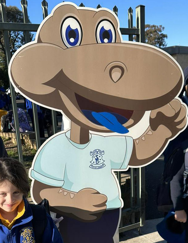 St Bernadette's Catholic Primary School Lalor Park wellbeing mascot Bluey the Blue Tongue Lizard