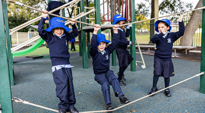 St Bernadette's Catholic Primary School Lalor Park students playing in playground