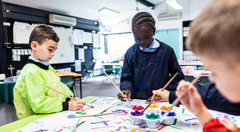 St Bernadette's Catholic Primary School Lalor Park students painting