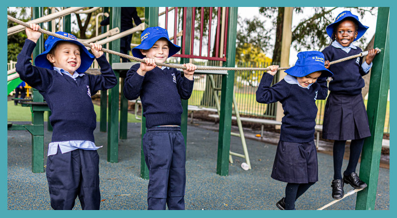 St Bernadette's Catholic Primary School Lalor Park students on playground