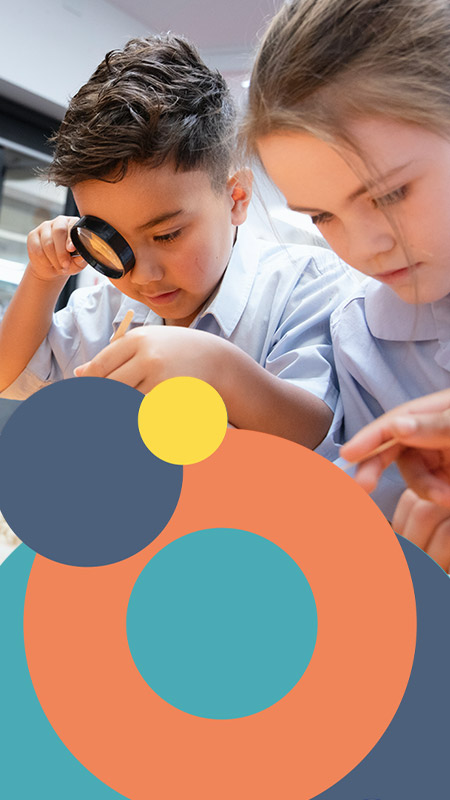 St Bernadette's Catholic Primary School Lalor Park students using magnifying glasses