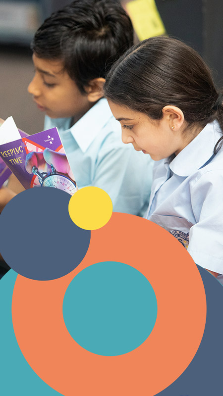 Students reading in the St Bernadette's Catholic Primary Lalor Park library