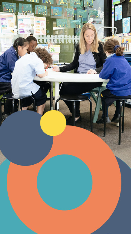 St Bernadette's Catholic Primary School Lalor Park Teacher with students in class