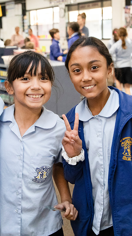 St Bernadette's Catholic Primary Lalor Park students having fun in class
