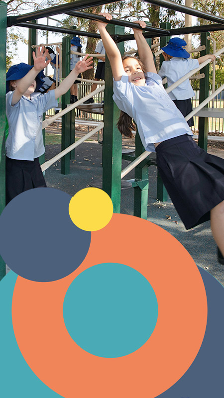 St Bernadette's Catholic Primary School Lalor Park girls playing on monkey bars