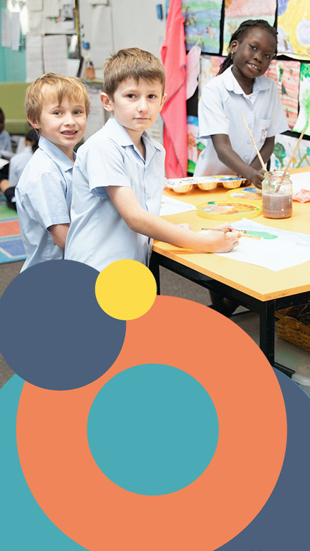 St Bernadette's Catholic Primary Lalor Park students painting in class