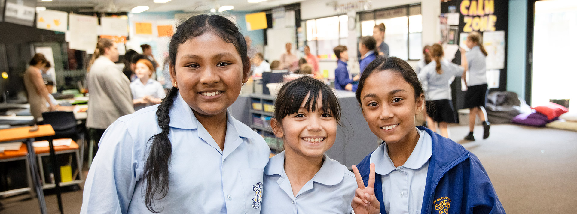 St Bernadette's Catholic Primary Lalor Park students having fun in class