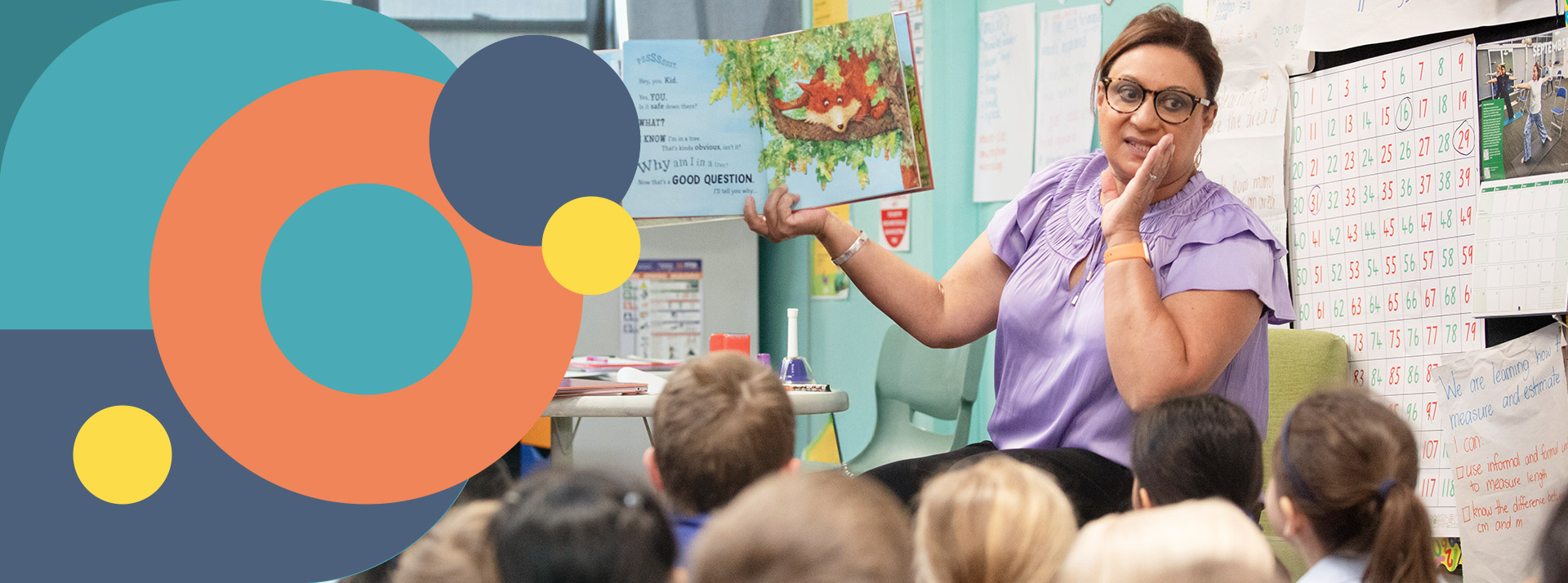 St Bernadette's Catholic Primary Lalor Park teacher reading to class