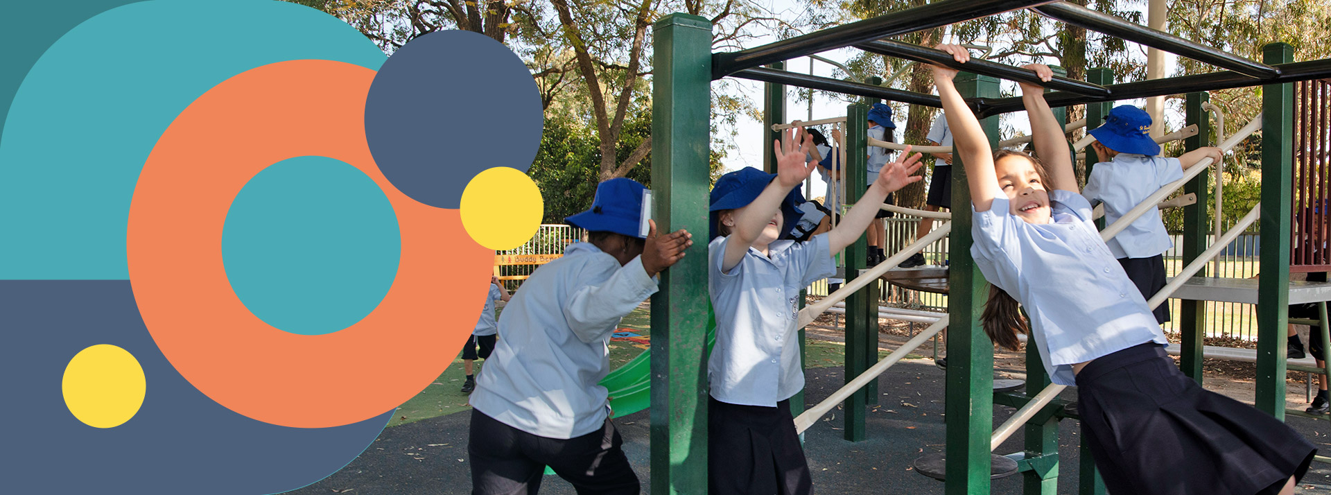 St Bernadette's Catholic Primary School Lalor Park girls playing on monkey bars